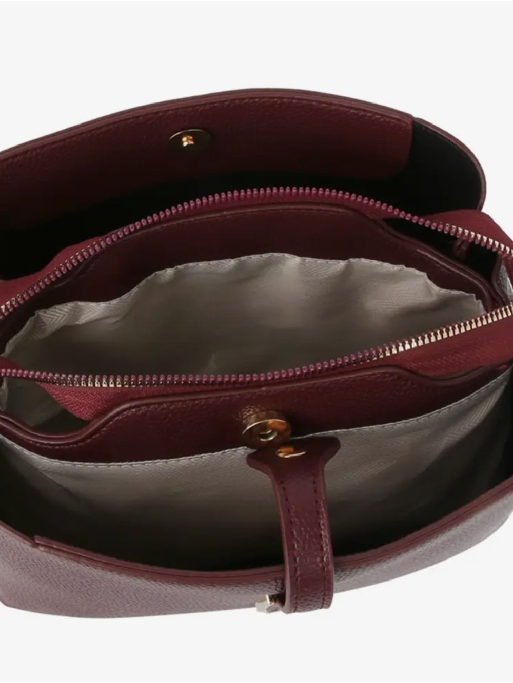 Women's Burgundy Shoulder Bag - Classic Structured Satchel - Picture 3 of 3
